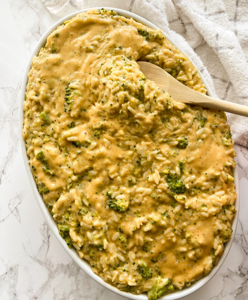Vegan Cheesy Broccoli Rice Casserole - Live Simply Healthy